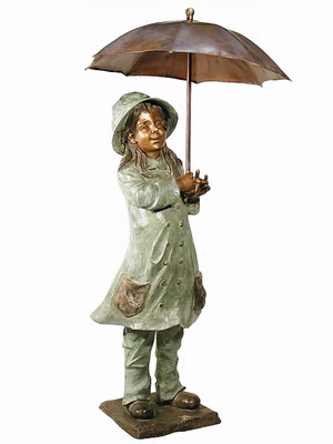 Girl Under an Umbrella - Spillover Fountain Design