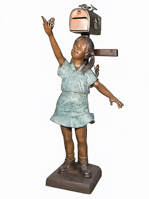 Girl with Butterflies at the Mailbox