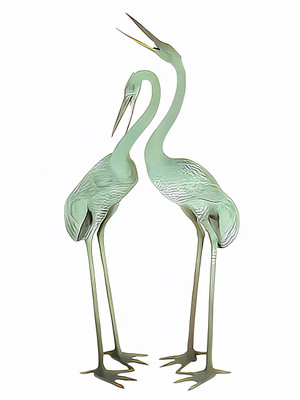 Giant Crane Fountains - Pair