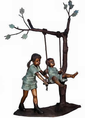 Sister and her Baby Brother on the Swing - 72"H
