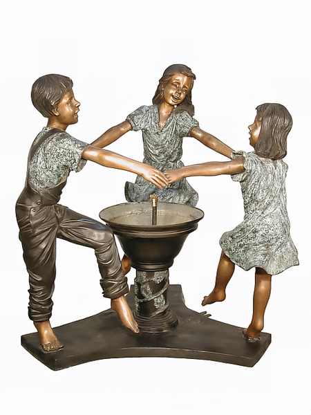 Kids Dancing Around a Fountain