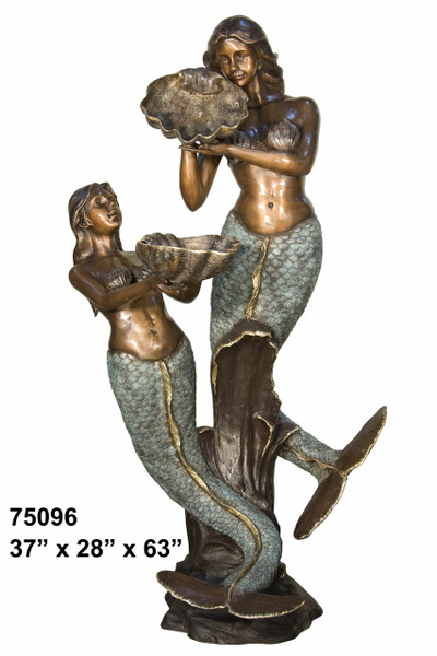 Pair of Mermaids- Spillover Shell Fountain