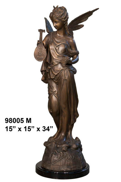 Bronze Angel with Mandolin