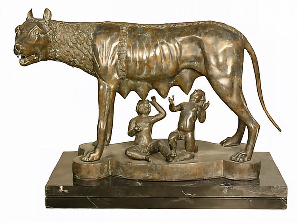 Romulus & Remus - SALE!, bronze, marble base, tabletop