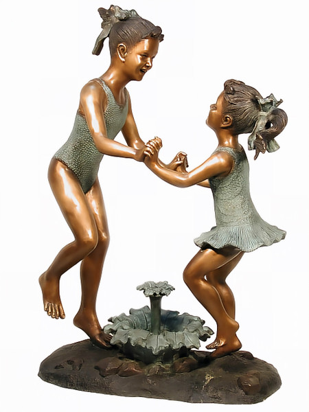 Girls Dancing Around the Flowers - Fountain
