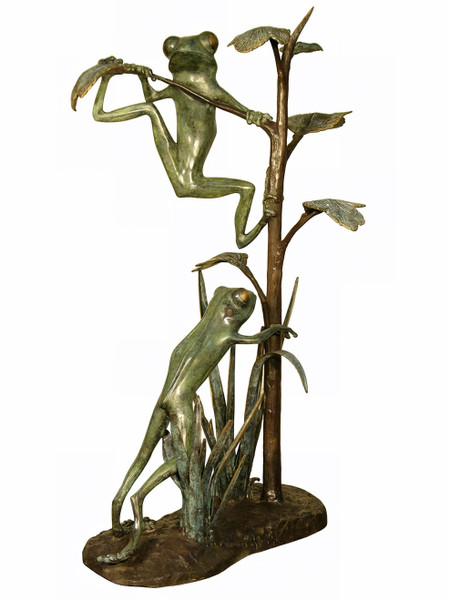 2 Tree Frogs Climbing up a Plant - 41"