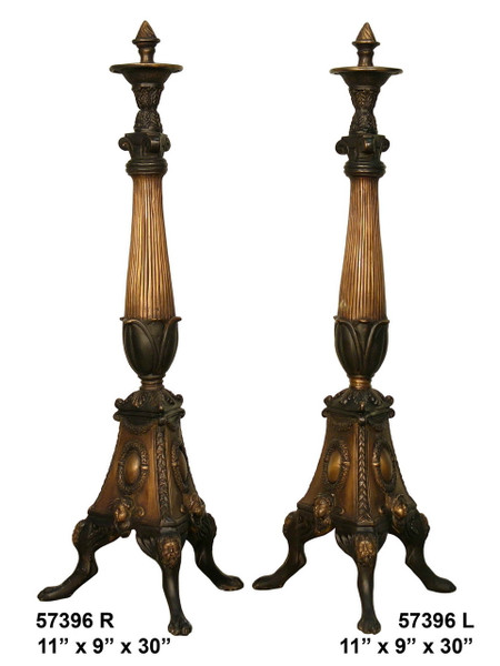 Bronze Fireplace Andirons - 30" Classic Design