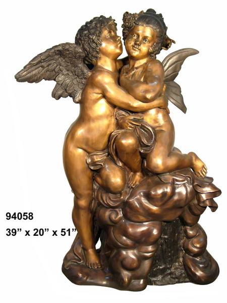 Pair of Cherubs with Angel Wings - 51" Design