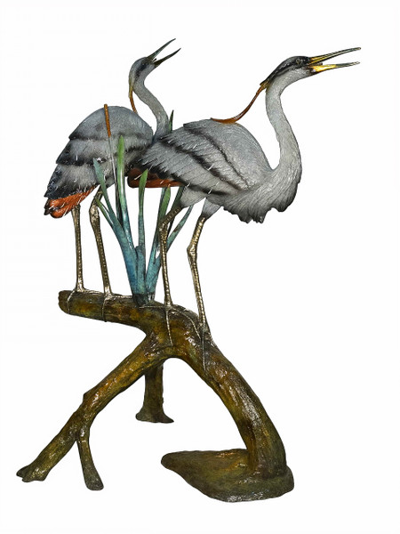 Herons on Branch, Large - Special Patina, Style NB