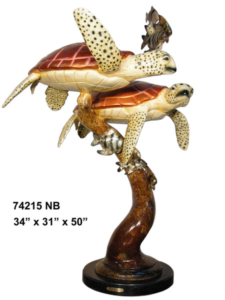 Sea Turtles Swimming with Fish - Special Patina, Style NB