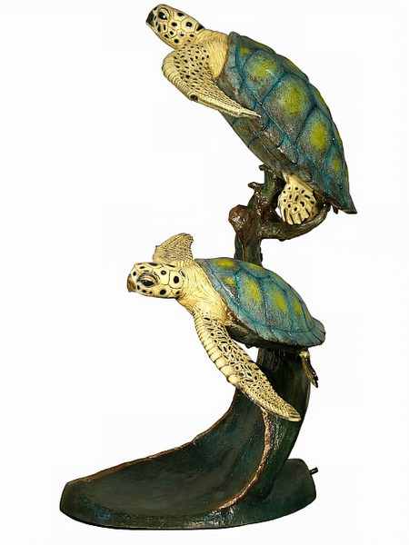 Pair of Swimming Sea Turtles - Special Patina, Style NA