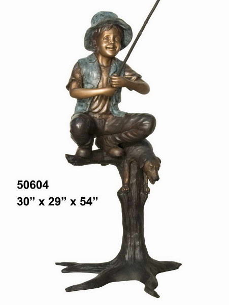 Boy Fishing from a Tree