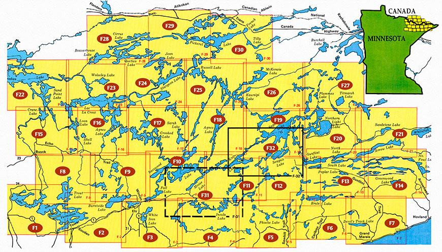 Fisher Map F-8 - Vermilion, Trout, Vermilion River, Bootleg Lake
