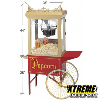 12oz popcorn machine on old tyme cart | Party Rentals Of Ft Lauderdale