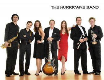 "The Hurricane Band rocking the stage with high-energy music at a wedding reception"