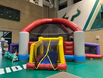 "Inflatable dodgeball arena for kids party rental"
