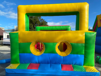 Double Dual Run Obstacle inflatable course — a side-by-side race setup perfect for competitions, birthday parties, and team-building events.