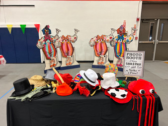 Funky selfie station with vibrant backdrops, props, and creative photo booth accessories — perfect for parties, weddings, and corporate events.