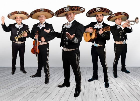 "Live Mariachi Band performing at a wedding with traditional Mexican attire and instruments"