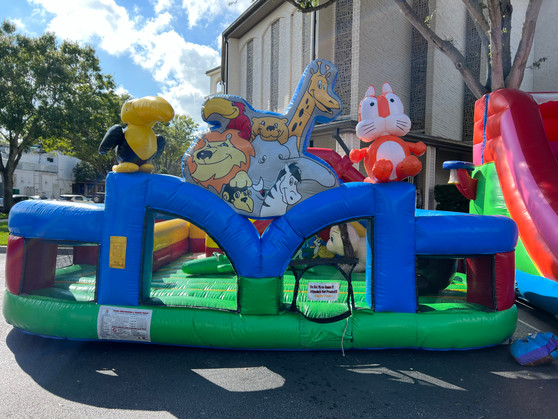 "Zoo playland for children with interactive animal features"