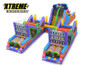 "Funhouse Super Obstacle Course with kids racing through colorful inflatable obstacles"