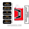 Black Cherry Kiwi RAZ TN9000 Disposable Vape Specifications