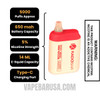 Strawberry Cheesecake Kado Bar Hexabar 5000 Disposable Vape Specifications
