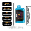 Blueberry Watermelon RAZ LTX 25K Zero Nicotine Disposable Vape Specifications