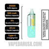 Lemon Headz Kado Bar Snap 2.0 35K Disposable Vape Pod Specifications