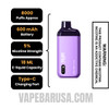 Melon Mint Palax KC8000 Disposable Vape Specifications