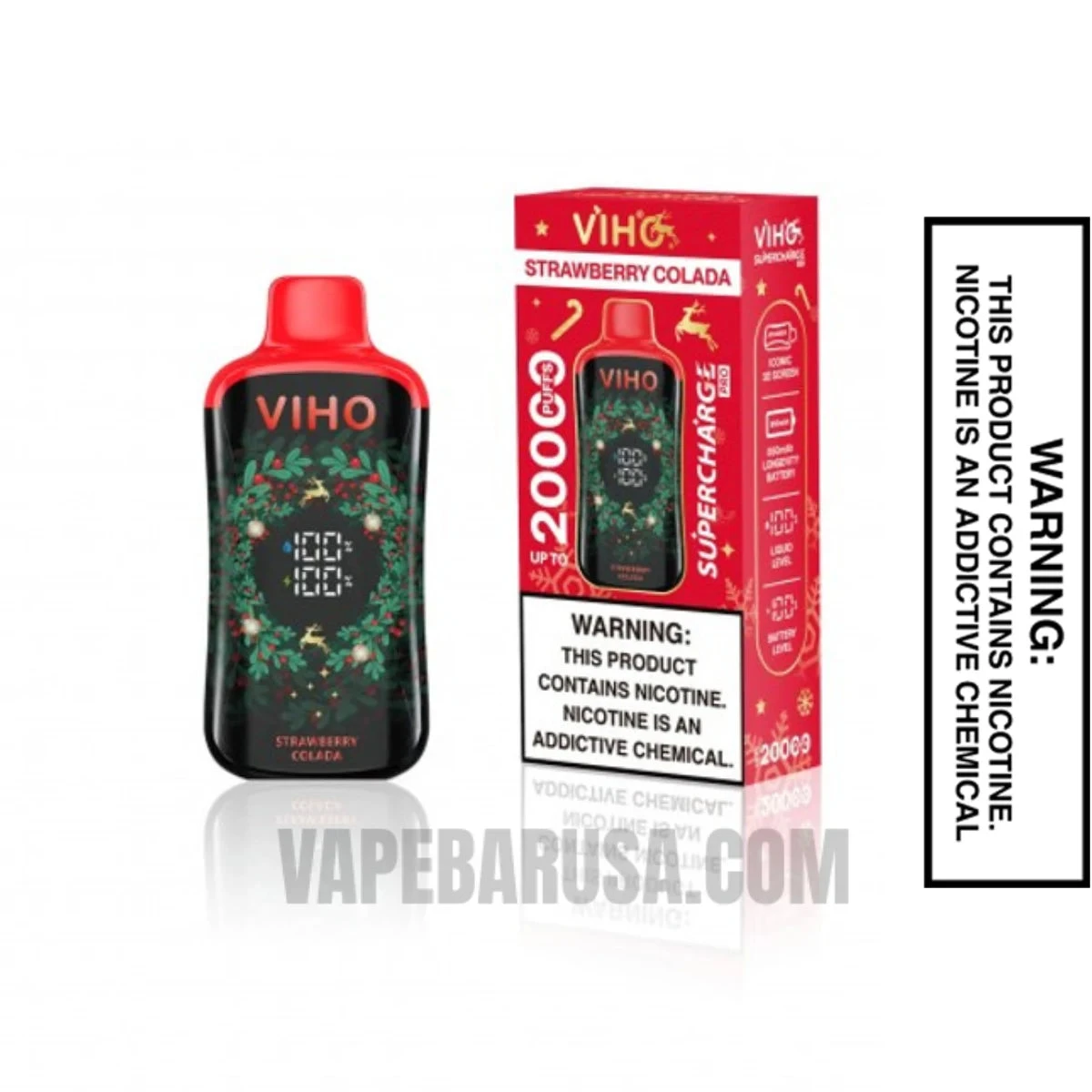 Strawberry Colada VIHO Supercharge Pro Christmas Disposable Vape With Package Box