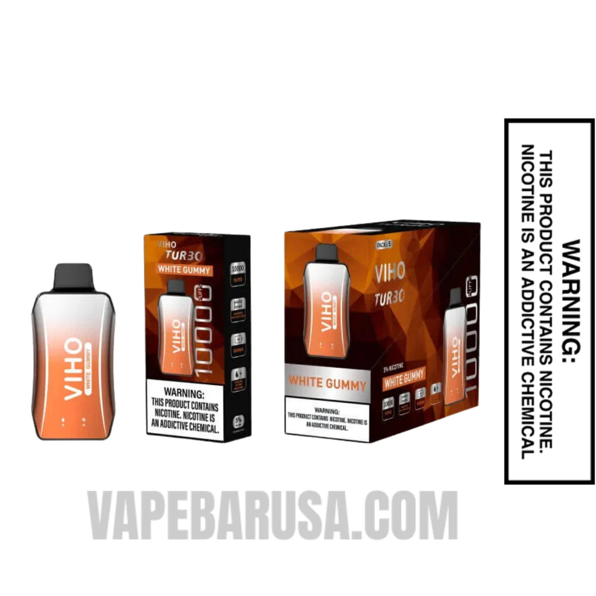 White Gummy VIHO Turbo Vape 10000 Puffs With Bundle Pack