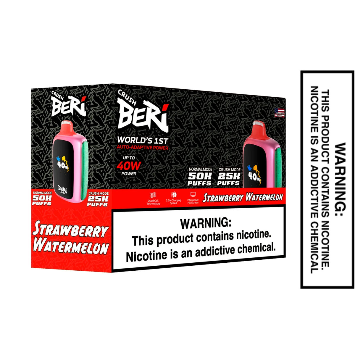 Strawberry Watermelon Beri Crush 50K Puffs Vape With Bundle Pack