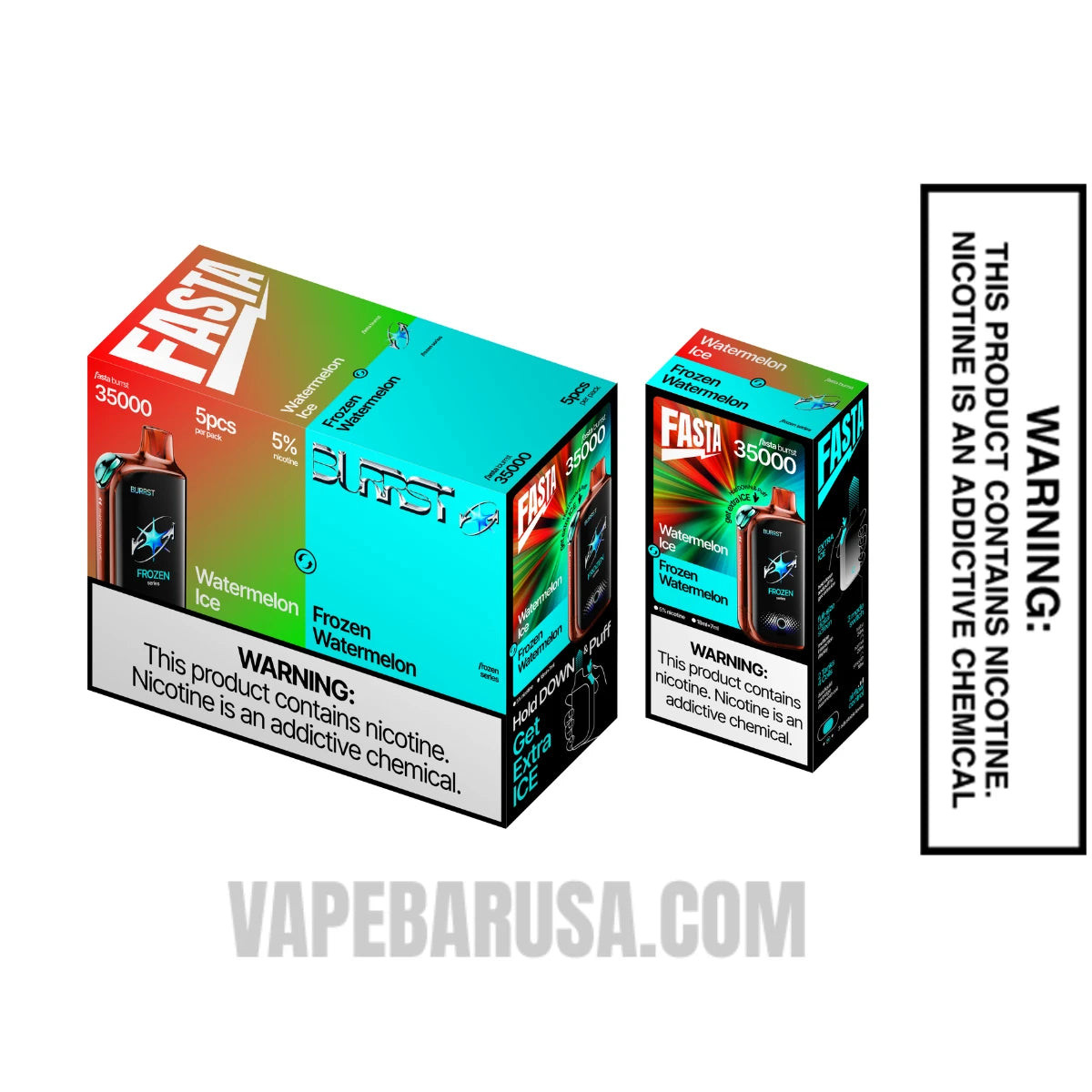 Watermelon Ice Fasta Burrst 35000 (Frozen Series) Vape With Bundle Box