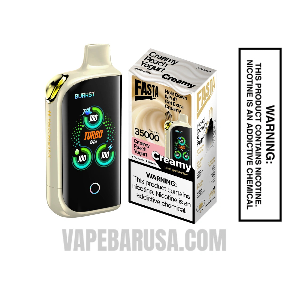 Creamy Peach Yogurt Fasta Burrst 35000 (Creamy Edition) Vape With Package Box