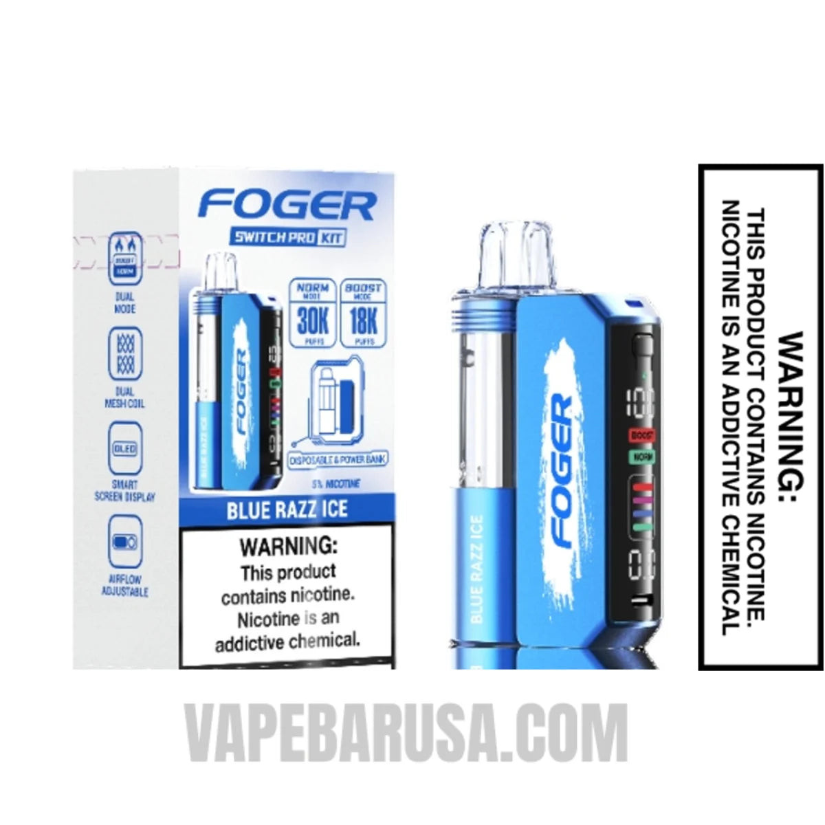 Blue Razz Ice Foger Switch Pro Disposable Vape with Package Box
