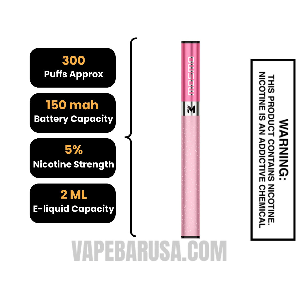 Pink Burst MOSMO Stik Disposable Specifications
