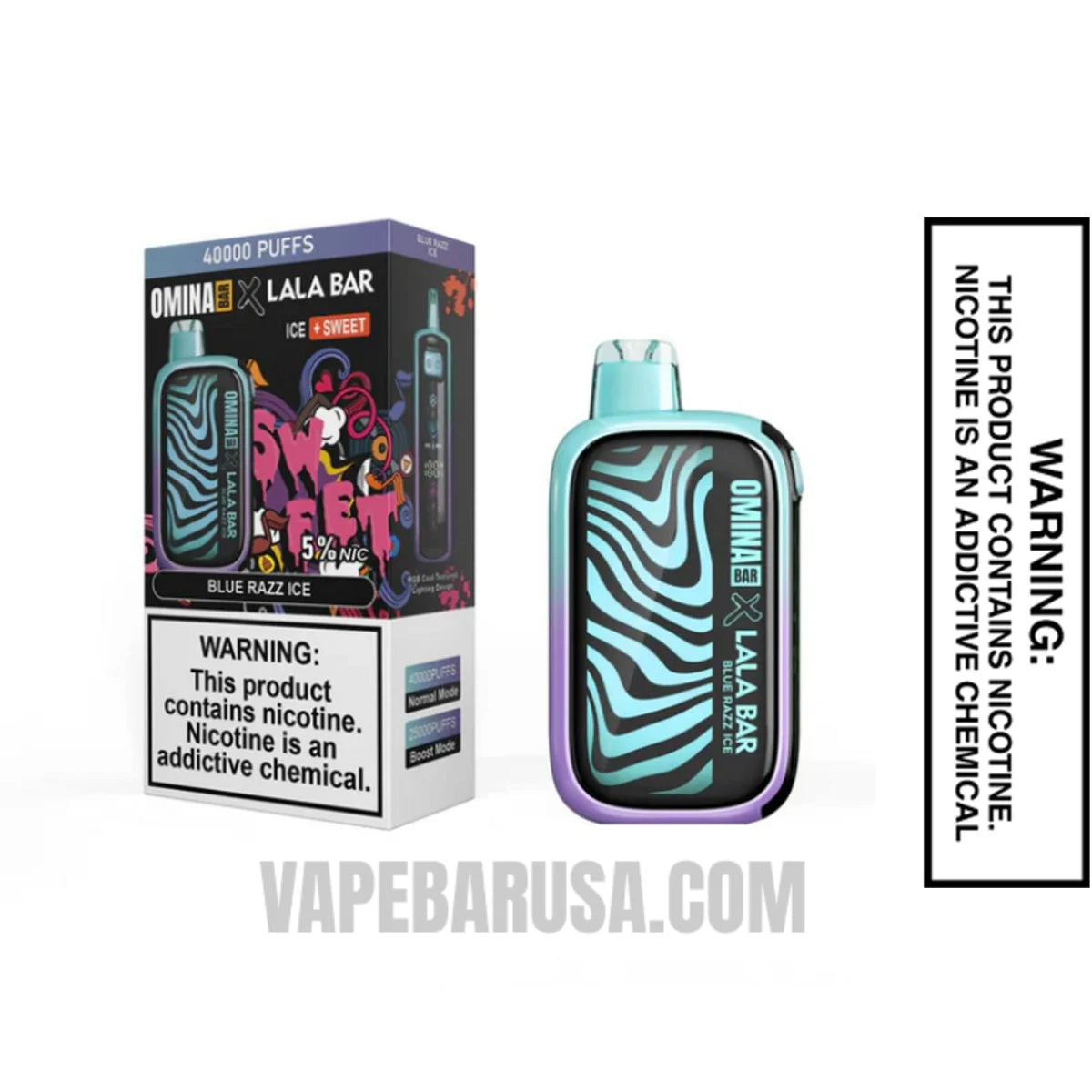 Blue Razz Ice OMINA BAR X LALA BAR 40K Disposable Vape With Package Box