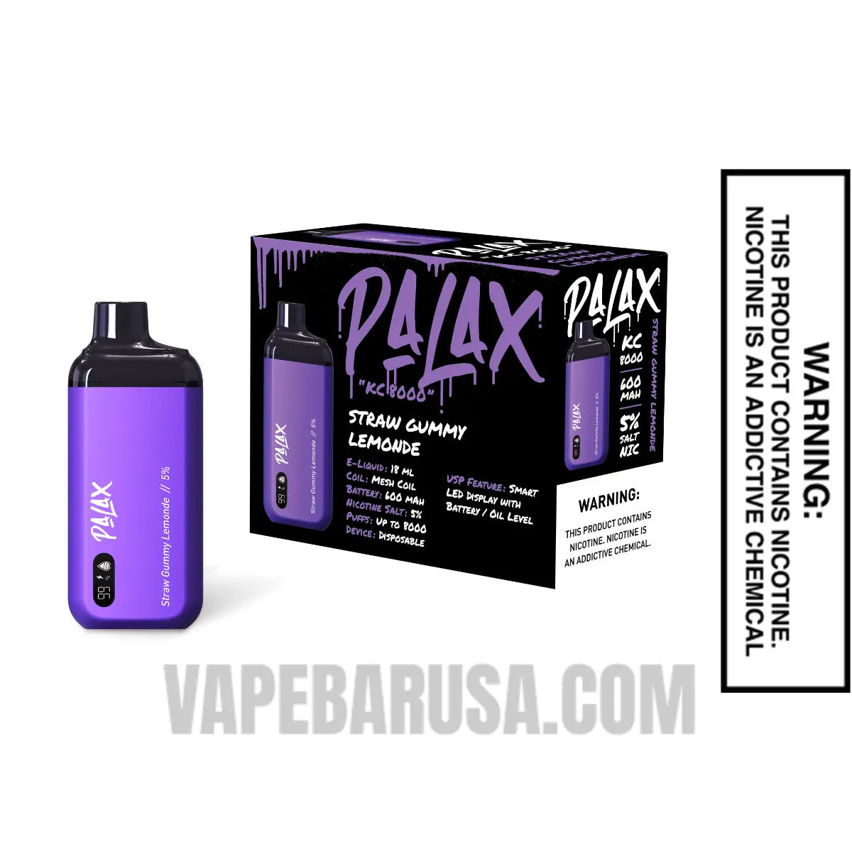 Palax Straw Gummy Lemonade KC8000 Disposable Vape With Bundle Pack