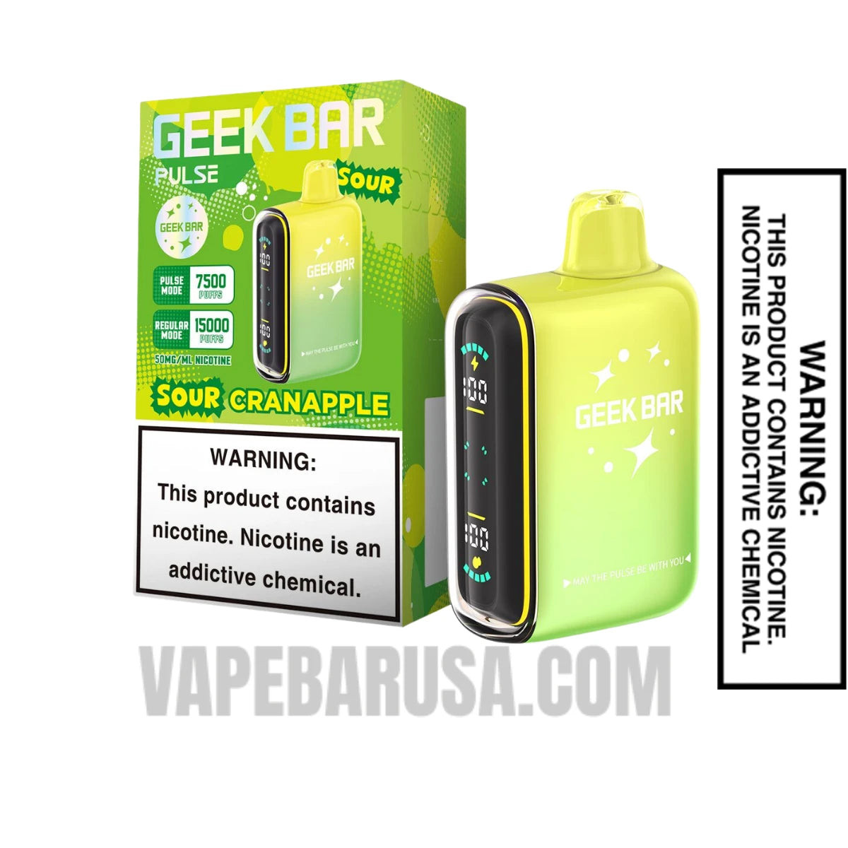 Sour Cranapple Geek Bar Pulse Disposable Vape With Package Box