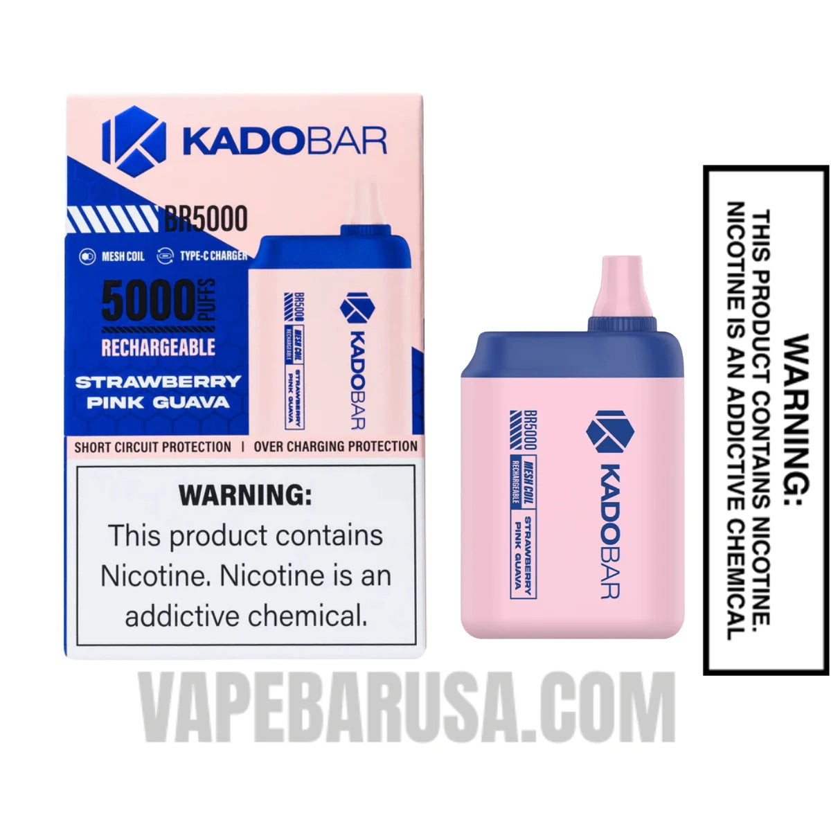 Strawberry Pink Guava Kado Bar BR5000 Disposable Vape 