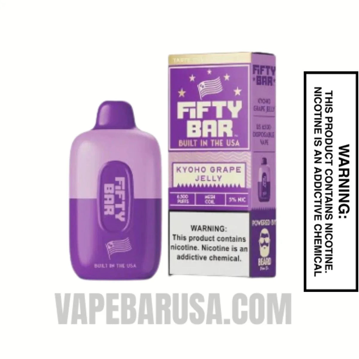 Kyoho Grape Jelly Fifty Bar Disposable Vape 6500 Puffs With Package Box