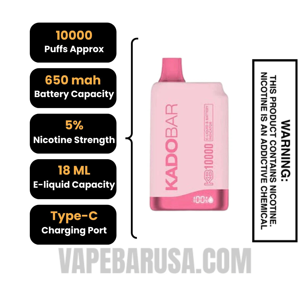 Georgia Peach Kado Bar KB10000 Disposable Vape Specifications