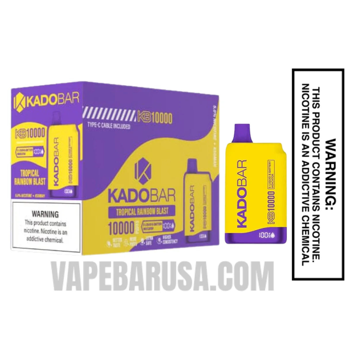 Tropical Rainbow Blast Kado Bar KB10000 Disposable Vape With Bundle Pack
