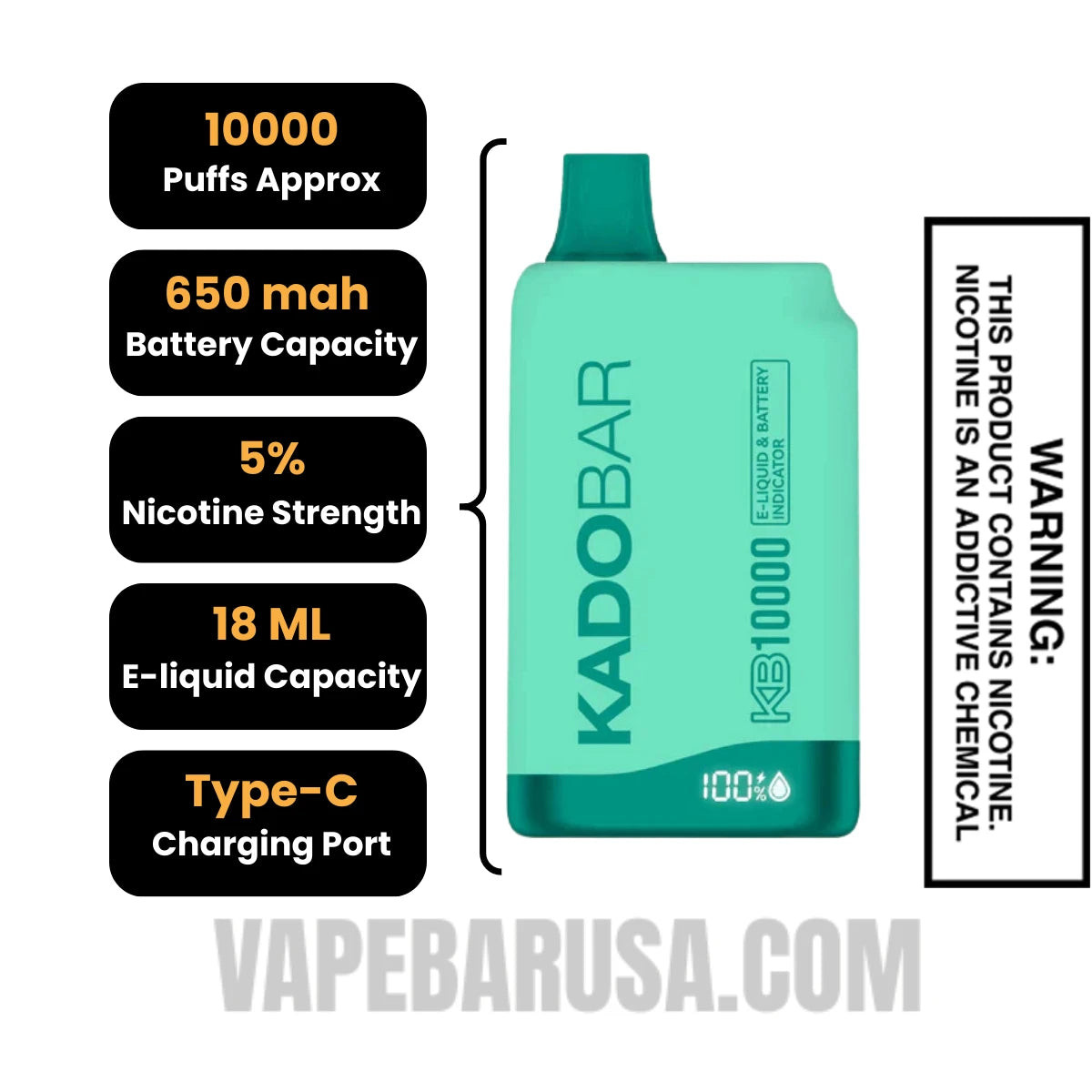 Just Mint Kado Bar KB10000 Disposable Vape Specifications