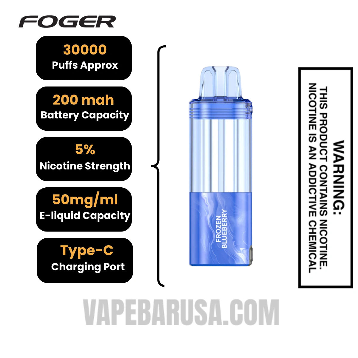 Frozen Blueberry Foger Switch Pro 30K Disposable Pod Specifications