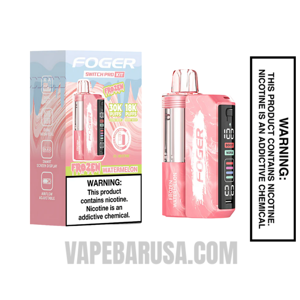 Frozen Watermelon Foger Switch Pro 30K Disposable Vape Kit With Package Box