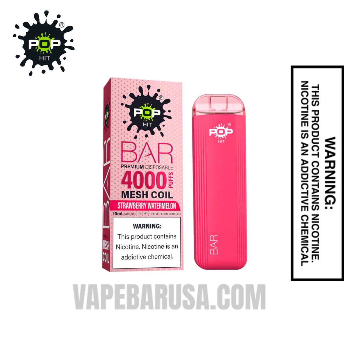 Strawberry Watermelon Pop HIT Bar 4000 Puffs Disposable Vape