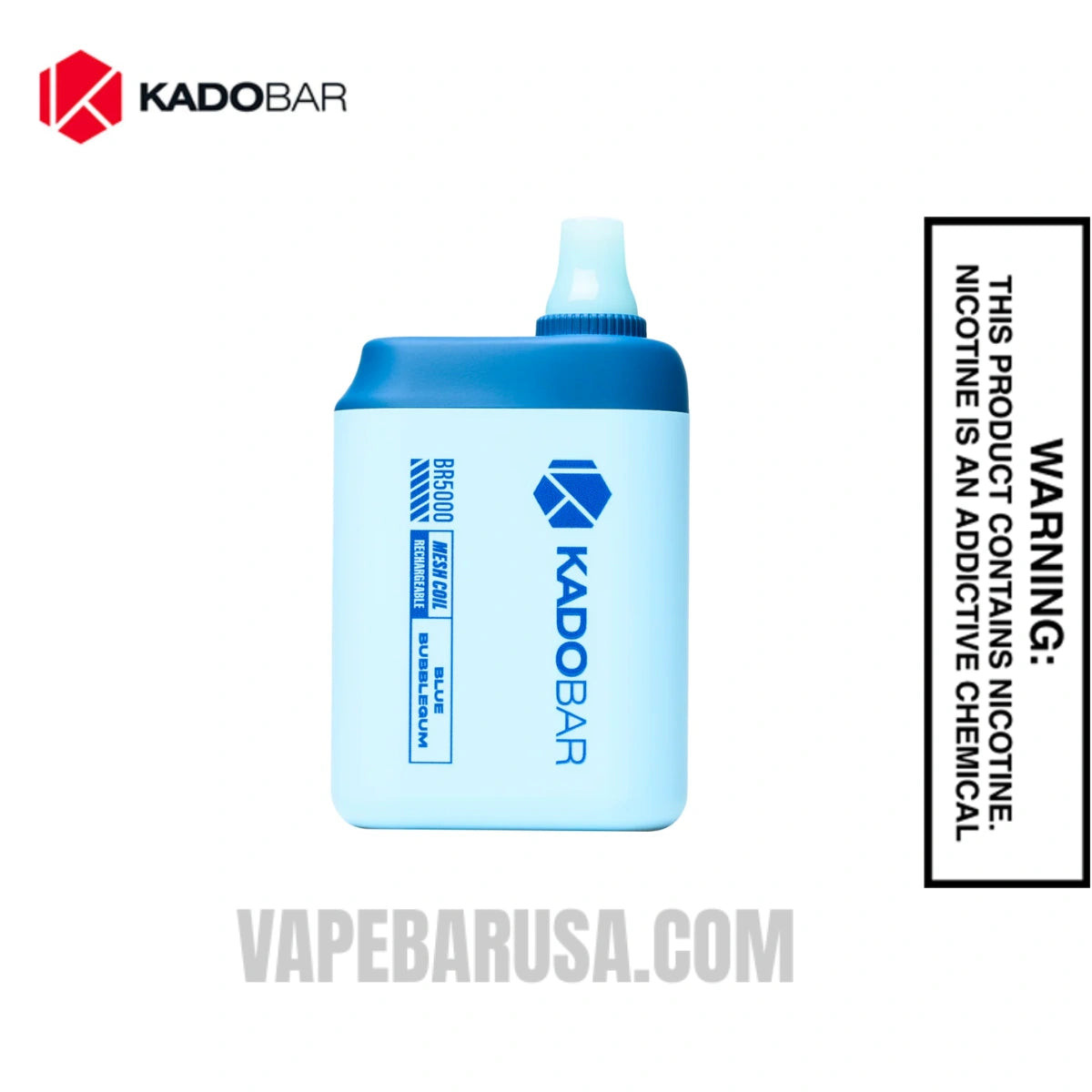 Blue Bubblegum Kado Bar BR5000 Zero Nicotine Disposable Vape