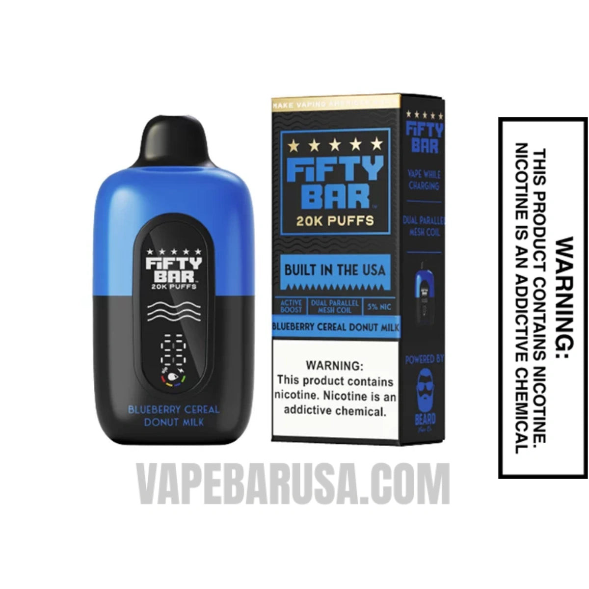 Blueberry Cereal Donut Milk Fifty Bar 20K Disposable Vape With Package Box